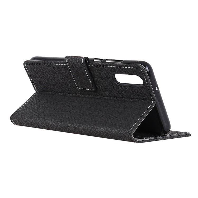 For Huawei P20 Pro Woven Texture Wallet Stand Leather Case - Black-5