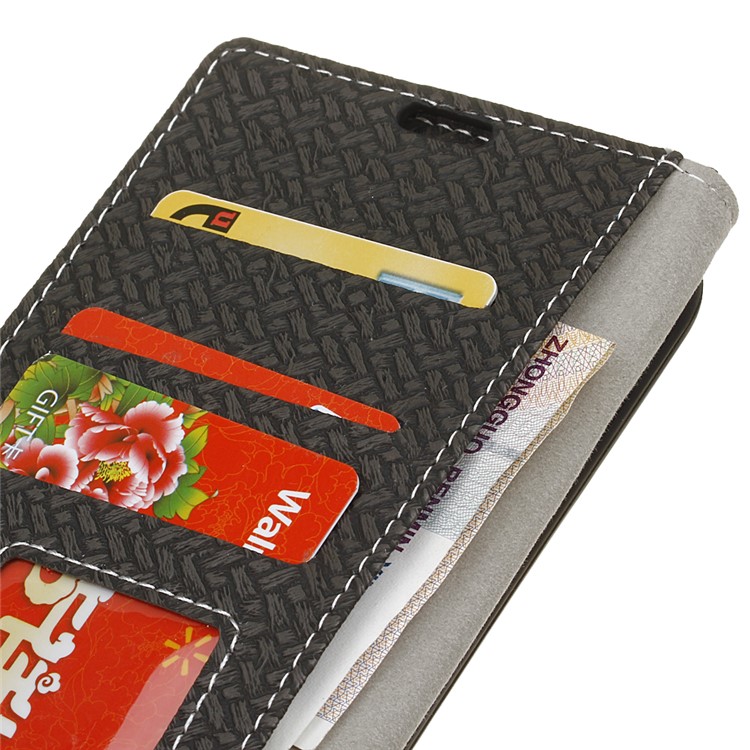 For Huawei P20 Pro Woven Texture Wallet Stand Leather Case - Black-6