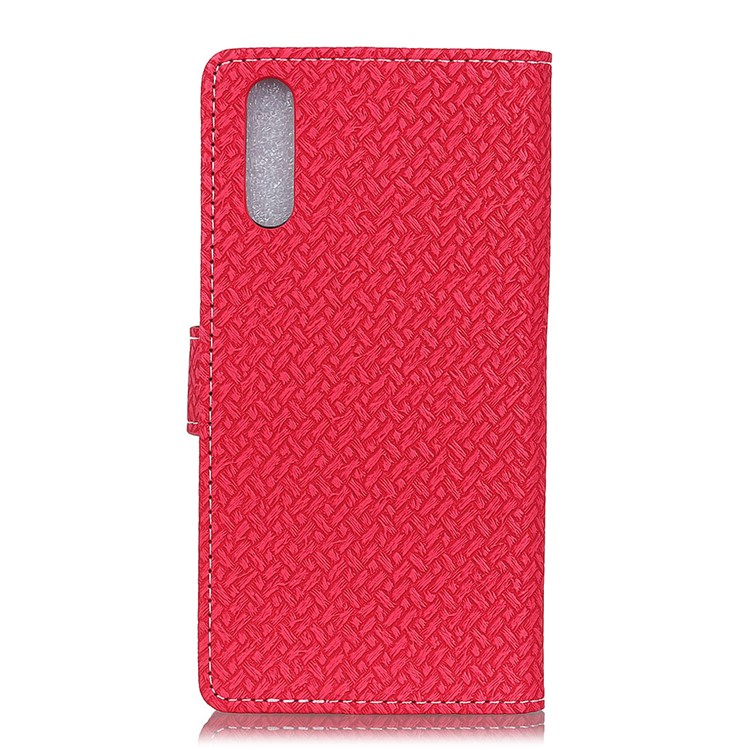 For Huawei P20 Pro Woven Texture Wallet Stand Leather Phone Case - Red-2