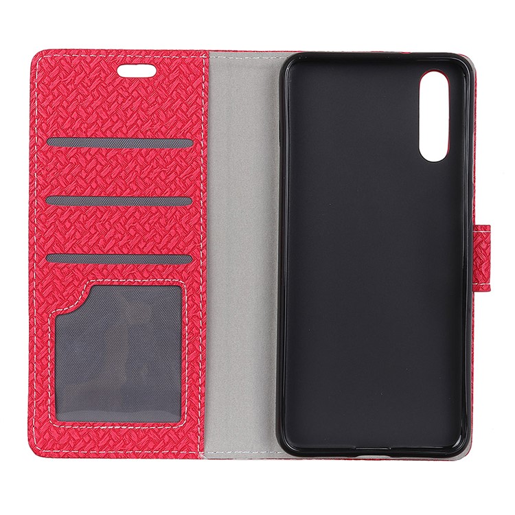 For Huawei P20 Pro Woven Texture Wallet Stand Leather Phone Case - Red-3