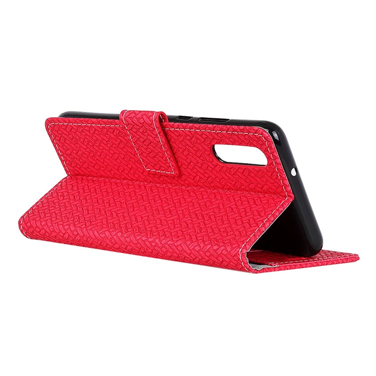 For Huawei P20 Pro Woven Texture Wallet Stand Leather Phone Case - Red-4