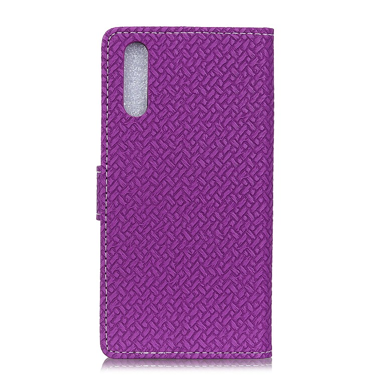 For Huawei P20 Pro Woven Texture Wallet Stand Leather Mobile Case - Purple-2
