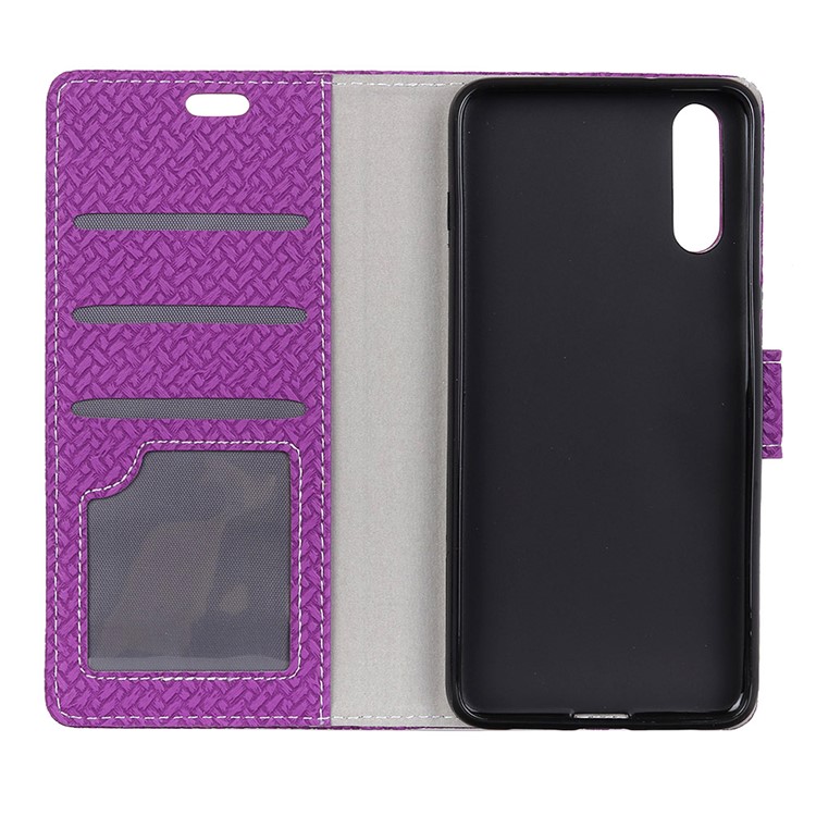 For Huawei P20 Pro Woven Texture Wallet Stand Leather Mobile Case - Purple-3