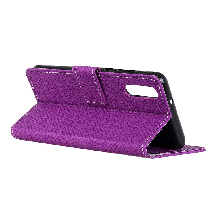 For Huawei P20 Pro Woven Texture Wallet Stand Leather Mobile Case - Purple-4