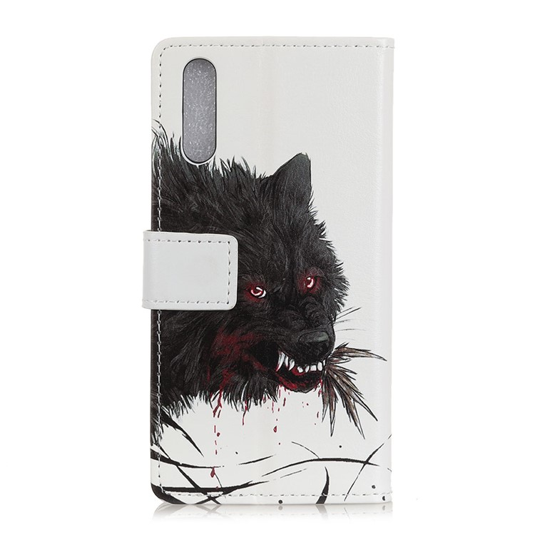 Pattern Printing Leather Wallet Stand Phone Case for Huawei P20 Pro - Bloody Wolf-2
