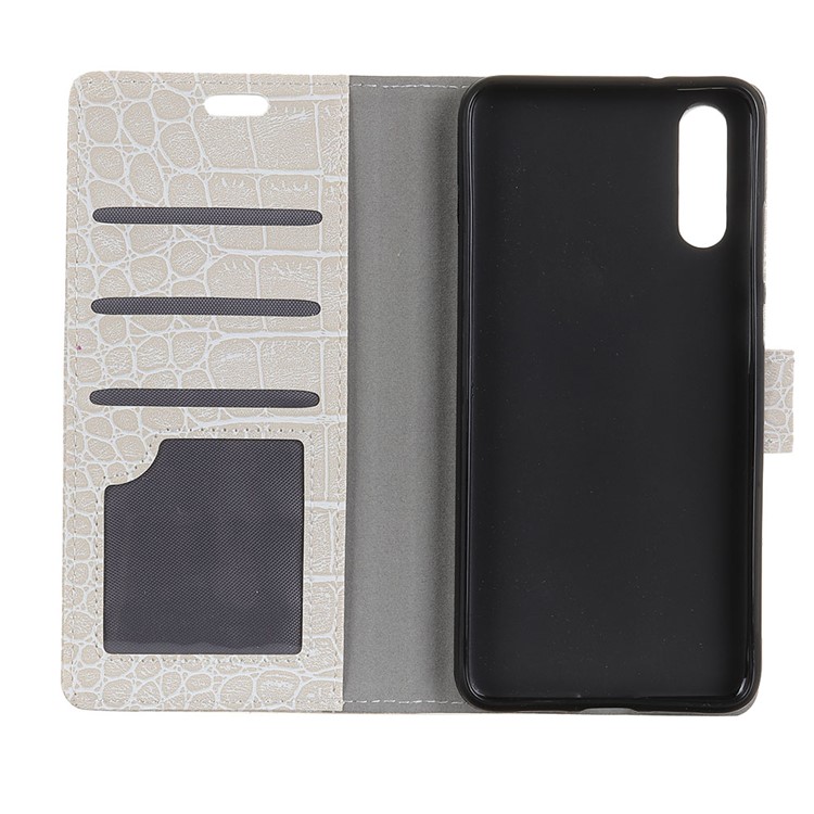 Vintage Crocodile Texture PU Leather Protection Mobile Case with Card Holder for Huawei P20 Pro - White-3