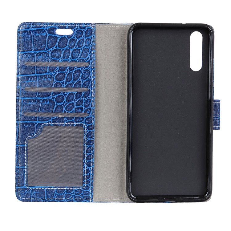 Vintage Crocodile Texture PU Leather Protection Mobile Case Cover with Card Holder for Huawei P20 Pro - Blue-3