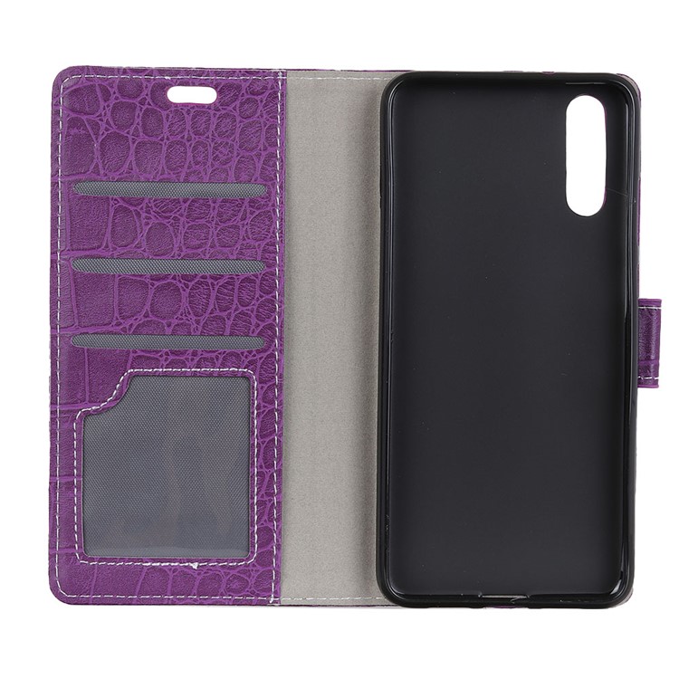 Vintage Crocodile Texture PU Leather Protection Mobile Shell with Card Holder for Huawei P20 Pro - Purple-3