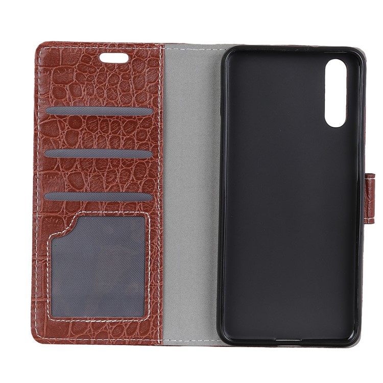 Vintage Crocodile Texture PU Leather Protection Cellphone Case with Card Holder for Huawei P20 Pro - Brown-3