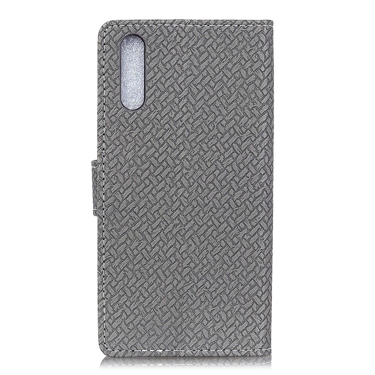 Woven Texture Wallet Stand Leather Cover for Huawei P20 - Grey-2
