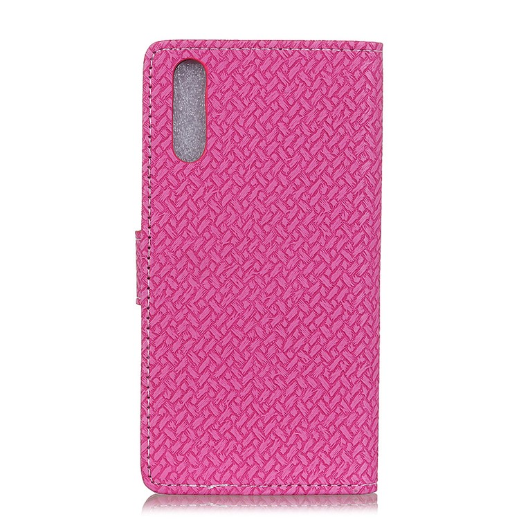 Woven Texture Wallet Stand Leather Shell for Huawei P20 - Rose-2