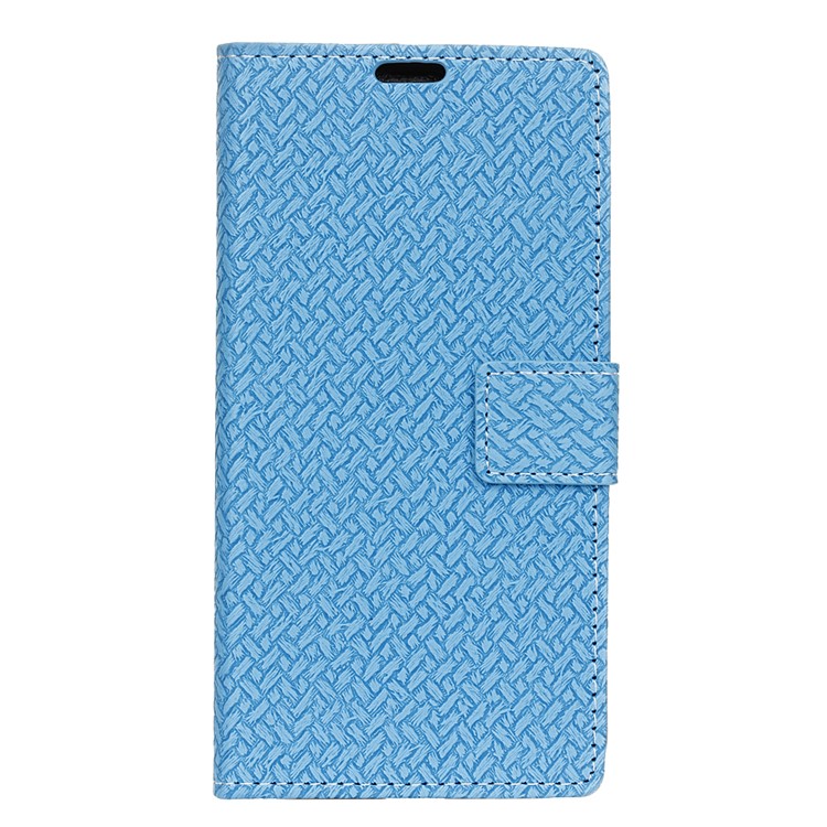 Woven Texture Wallet Stand Leather Case Cover for Huawei P20 - Blue-1