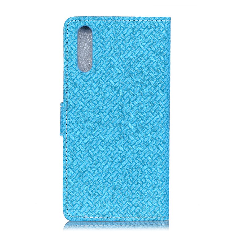 Woven Texture Wallet Stand Leather Case Cover for Huawei P20 - Blue-2