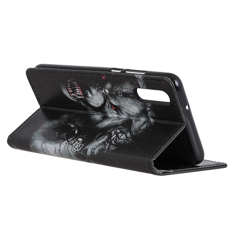 Pattern Printing Stand Leather Wallet Phone Shell for Huawei P20 - Fierce Wolf-3