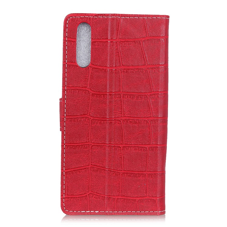 Crocodile Texture Vintage Leather Wallet Stand Shell for Huawei P20 - Red-2