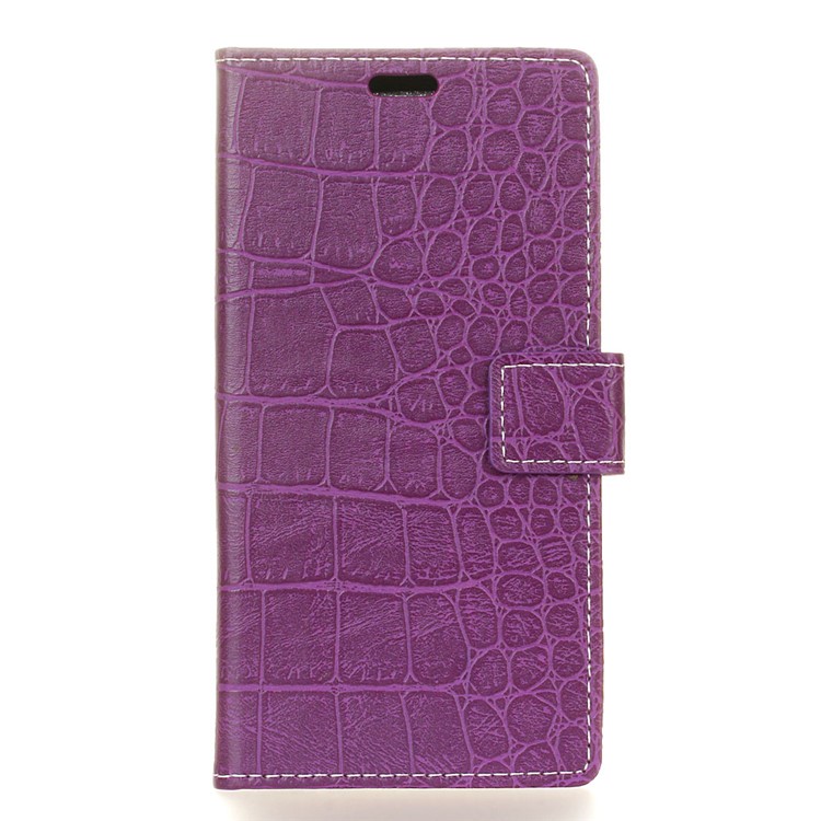 Crocodile Texture Vintage Leather Wallet Phone Cover for Huawei P20 - Purple-1