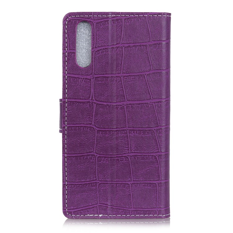 Crocodile Texture Vintage Leather Wallet Phone Cover for Huawei P20 - Purple-2