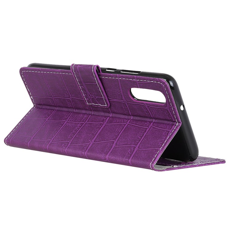 Crocodile Texture Vintage Leather Wallet Phone Cover for Huawei P20 - Purple-4