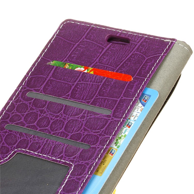 Crocodile Texture Vintage Leather Wallet Phone Cover for Huawei P20 - Purple-5