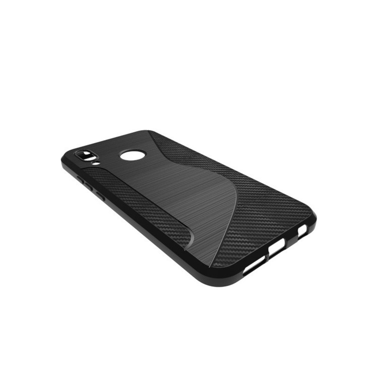 100Pcs/Set Carbon Fiber Brushed S Shape TPU Case for Huawei P20 Lite/Nova 3e - Black-3