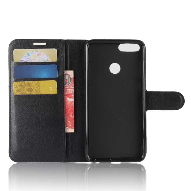 100Pcs/Set Litchi Texture Flip Leather Wallet Stand Case for Huawei P Smart / Enjoy 7S - Black-3