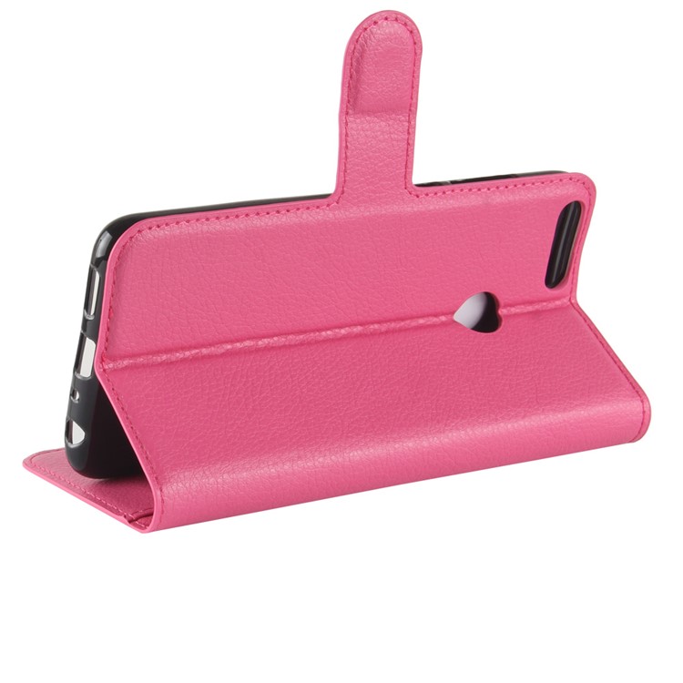 100Pcs/Set Litchi Texture Wallet Stand Leather Phone Case for Huawei P Smart / Enjoy 7S - Rose-5