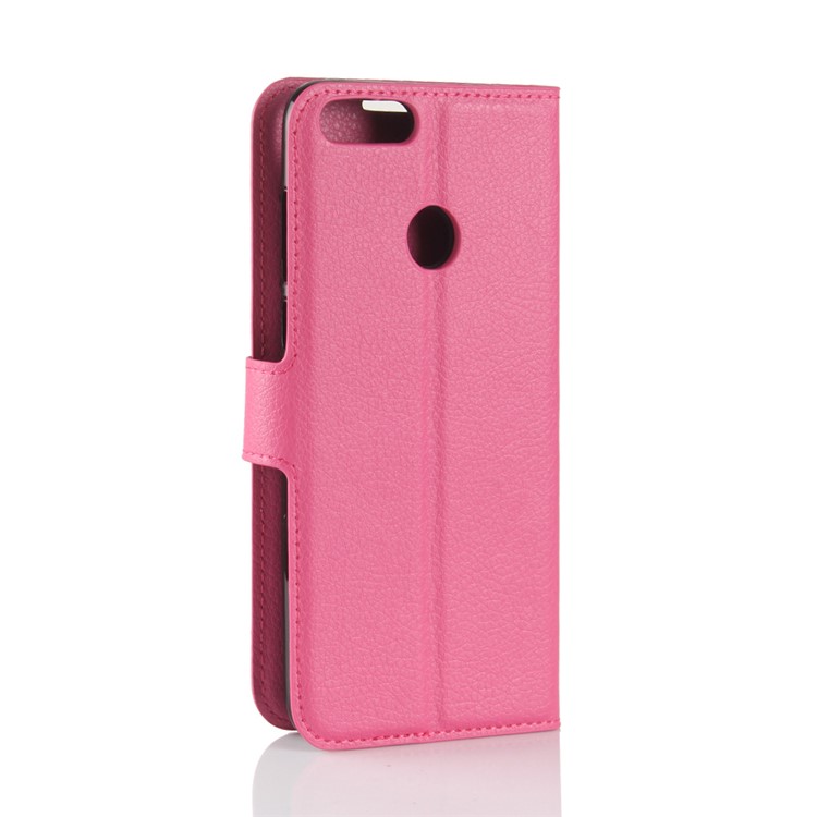 100Pcs/Set Litchi Texture Wallet Stand Leather Phone Case for Huawei P Smart / Enjoy 7S - Rose-6