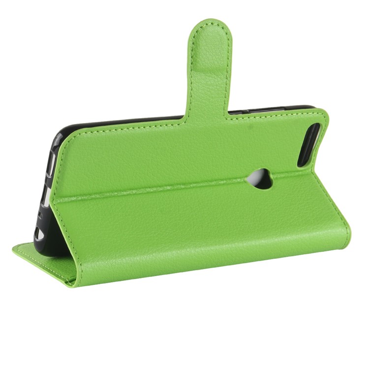 100Pcs/Set Litchi Texture Flip Leather Wallet Stand Mobile Case for Huawei P Smart / Enjoy 7S - Green-5