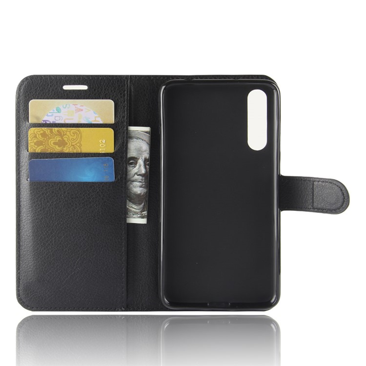 100Pcs/Set Litchi Grain Wallet Stand Leather Case for Huawei P20 Pro - Black-3