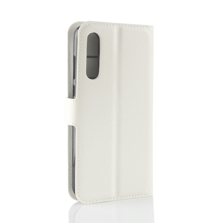 100Pcs/Set Litchi Grain Wallet Stand Leather Cover for Huawei P20 Pro - White-6