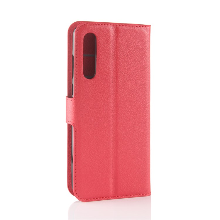 100Pcs/Set Litchi Grain Wallet Stand Leather Shell for Huawei P20 Pro - Red-6