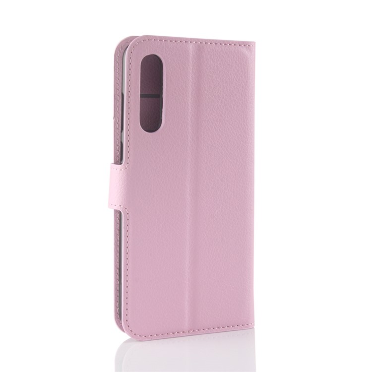 100Pcs/Set Litchi Grain Wallet Stand Leather Phone Cover for Huawei P20 Pro - Pink-6