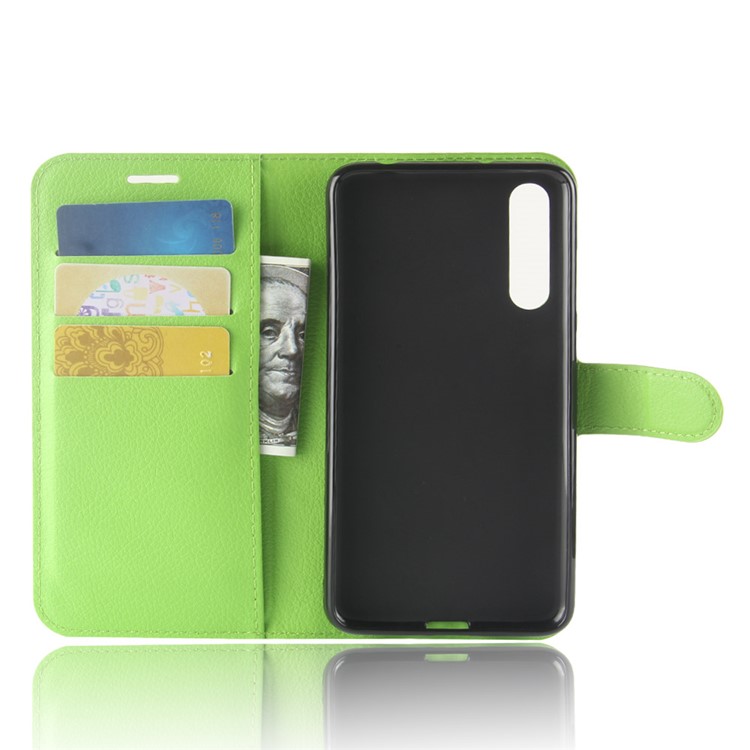 100Pcs/Set Litchi Grain Wallet Stand Leather Phone Shell for Huawei P20 Pro - Green-3