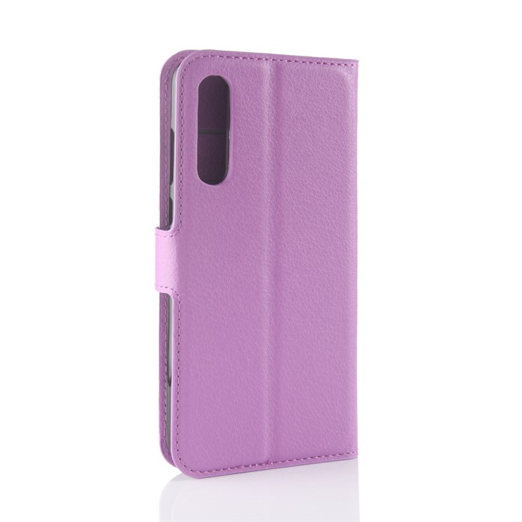 100Pcs/Set Litchi Grain Wallet Stand Leather Mobile Cover for Huawei P20 Pro - Purple-6
