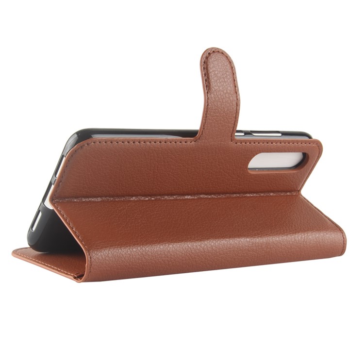 100Pcs/Set Litchi Grain Wallet Stand Leather Case Accessory for Huawei P20 Pro - Brown-5