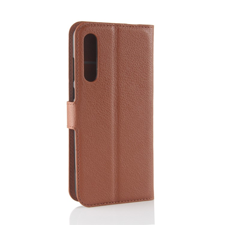 100Pcs/Set Litchi Grain Wallet Stand Leather Case Accessory for Huawei P20 Pro - Brown-6