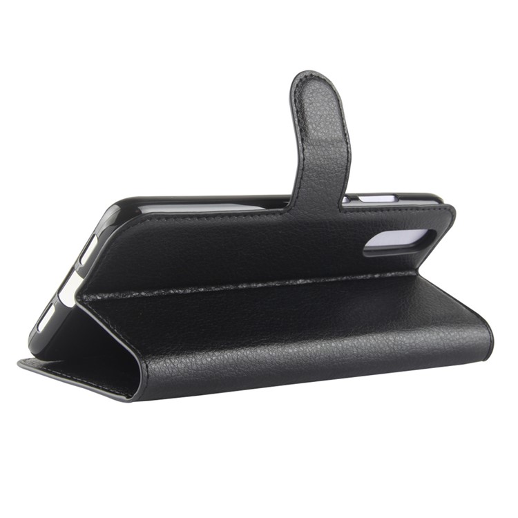 100Pcs/Set Litchi Texture Wallet Stand Leather Case for Huawei P20 - Black-5