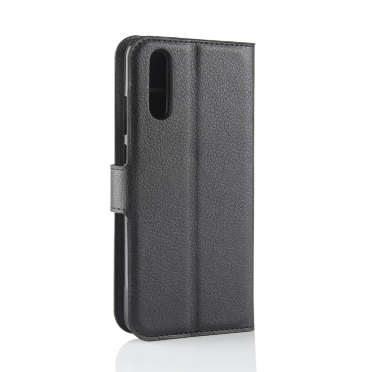 100Pcs/Set Litchi Texture Wallet Stand Leather Case for Huawei P20 - Black-6