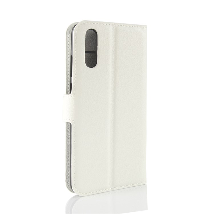 100Pcs/Set Litchi Texture Wallet Stand Leather Cover for Huawei P20 - White-6