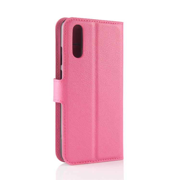 100Pcs/Set Litchi Texture Wallet Stand Leather Phone Case for Huawei P20 - Rose-6