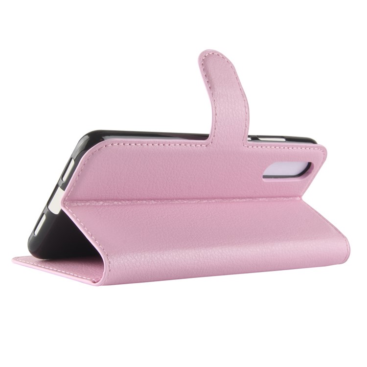 100Pcs/Set Litchi Texture Wallet Stand Leather Phone Cover for Huawei P20 - Pink-5
