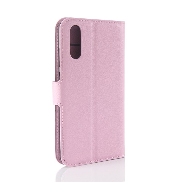 100Pcs/Set Litchi Texture Wallet Stand Leather Phone Cover for Huawei P20 - Pink-6