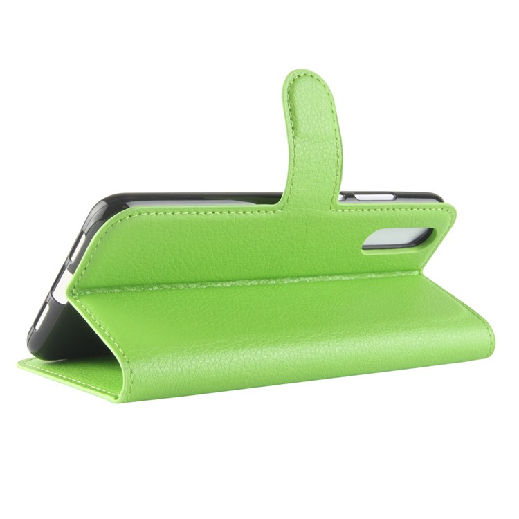 100Pcs/Set Litchi Texture Wallet Stand Leather Mobile Shell for Huawei P20 - Green-5