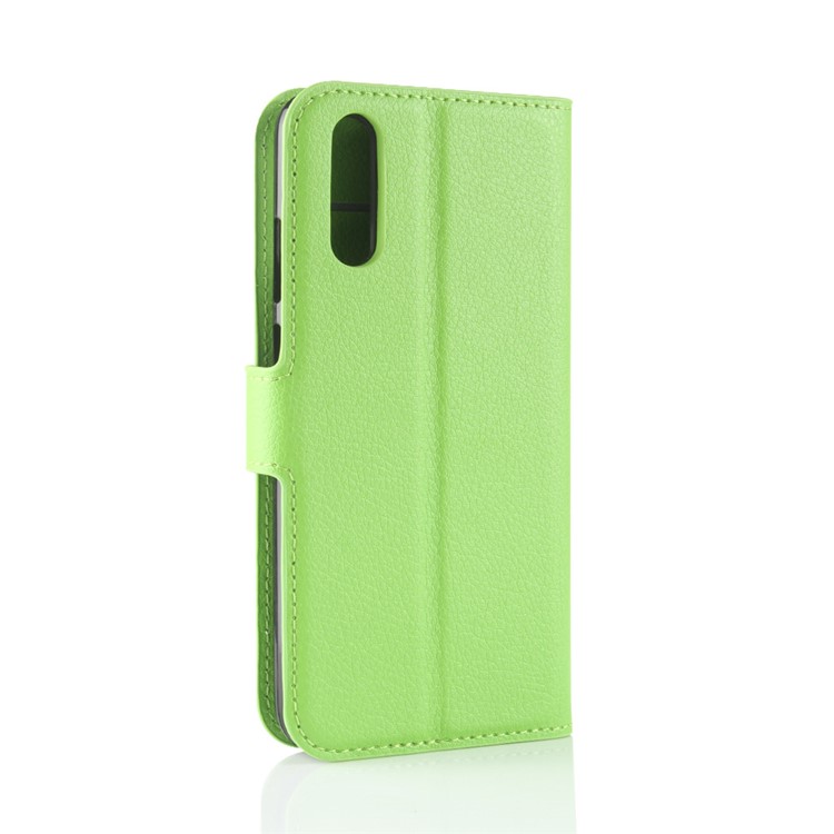 100Pcs/Set Litchi Texture Wallet Stand Leather Mobile Shell for Huawei P20 - Green-6