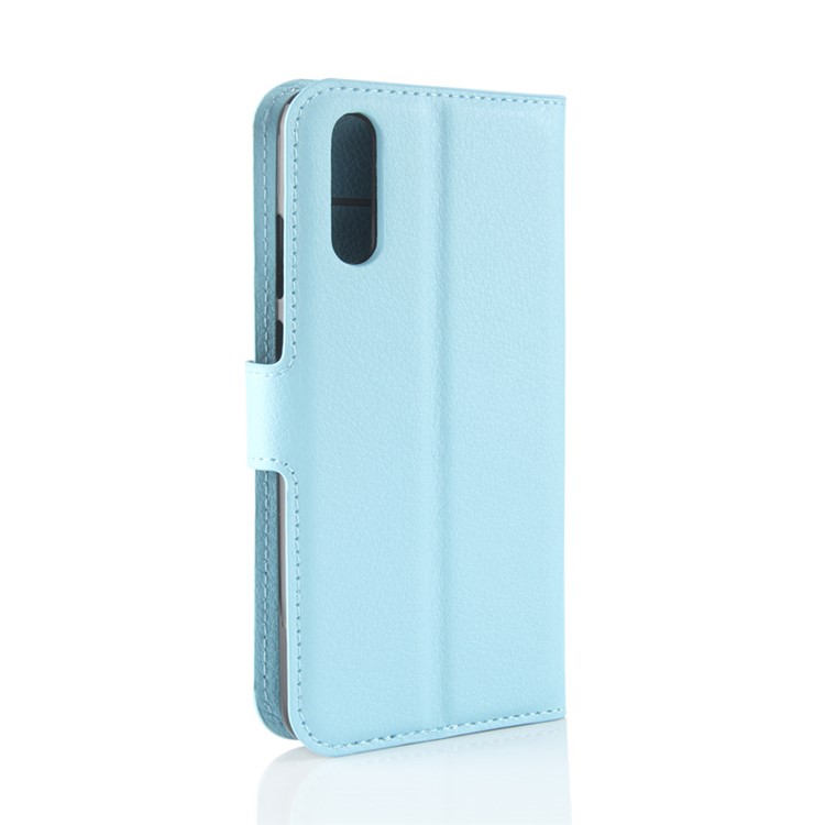 100Pcs/Set Litchi Texture Wallet Stand Leather Mobile Case for Huawei P20 - Blue-6