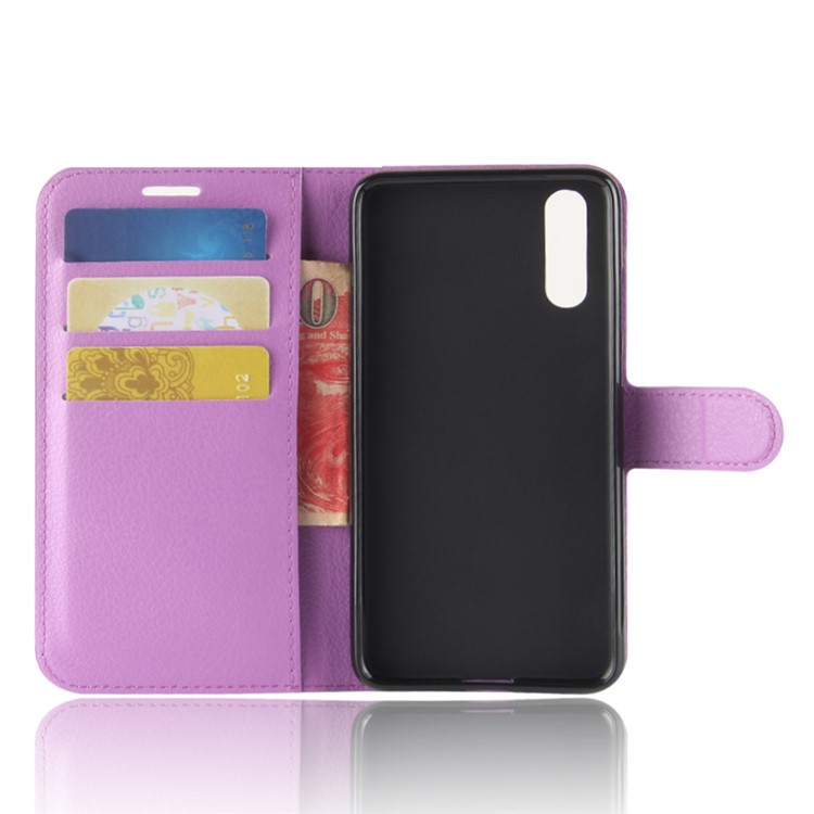 100Pcs/Set Litchi Texture Wallet Stand Leather Mobile Cover for Huawei P20 - Purple-3