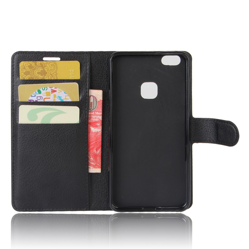Litchi Texture Wallet Stand PU Leather Case for Huawei P10 Lite - Black-4