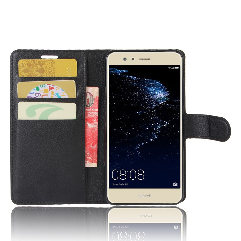Litchi Texture Wallet Stand PU Leather Case for Huawei P10 Lite - Black-5