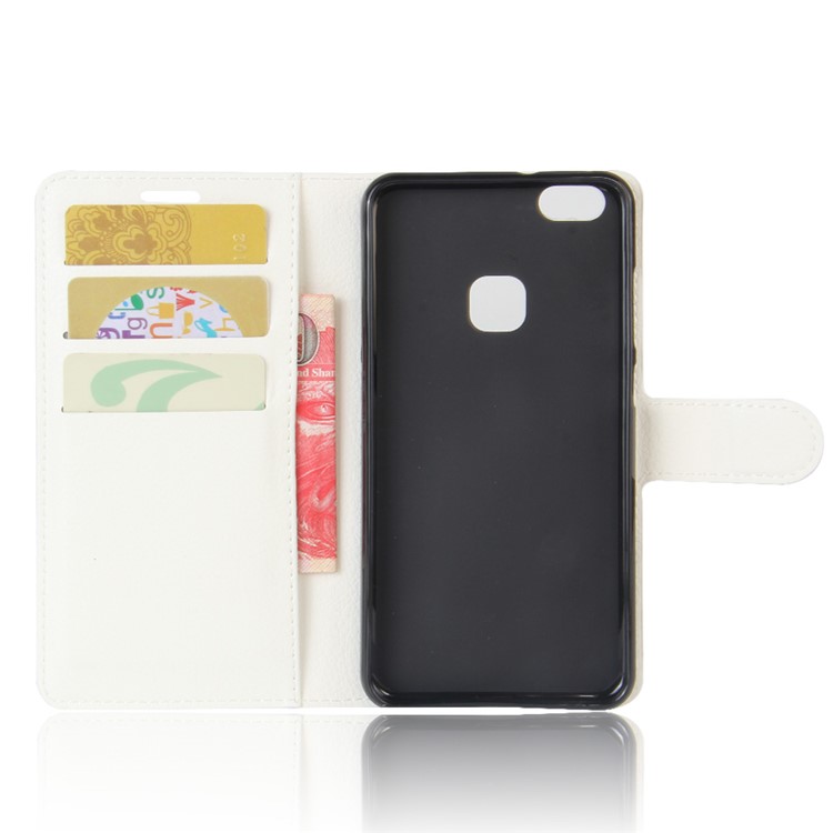 100Pcs/Set Litchi Texture Wallet Stand PU Leather Cover for Huawei P10 Lite - White-3