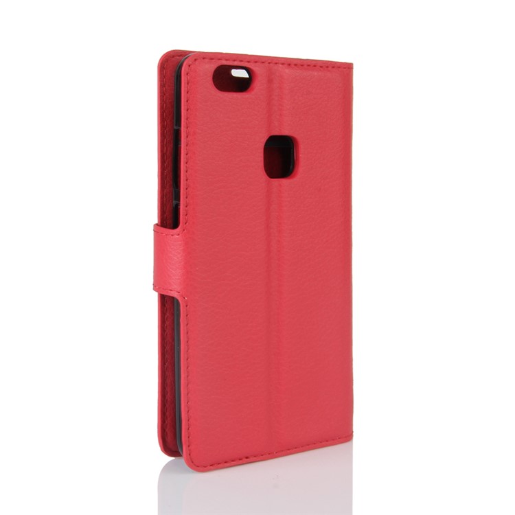 100Pcs/Set Litchi Texture Wallet Stand PU Leather Shell Case for Huawei P10 Lite - Red-6